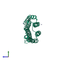 PDB entry 2i0m coloured by chain, side view.