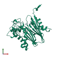 PDB entry 2i0o coloured by chain, front view.