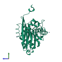 PDB entry 2i0o coloured by chain, side view.