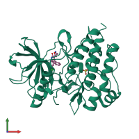 PDB entry 2i0v coloured by chain, front view.