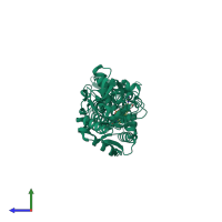 PDB entry 2i0z coloured by chain, side view.