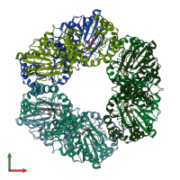 PDB entry 2i14 coloured by chain, front view.