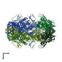 PDB entry 2i14 coloured by chain, top view.