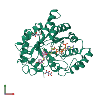 PDB entry 2i16 coloured by chain, front view.