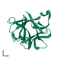 PDB entry 2i1b coloured by chain, front view.