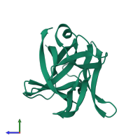 PDB entry 2i1b coloured by chain, side view.