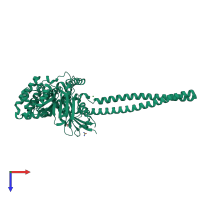 PDB entry 2i1k coloured by chain, top view.