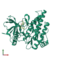 PDB entry 2i1m coloured by chain, front view.