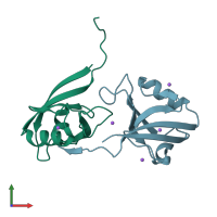 PDB entry 2i1n coloured by chain, front view.