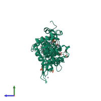 PDB entry 2i1o coloured by chain, side view.