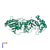 PDB entry 2i1o coloured by chain, top view.