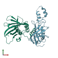 PDB entry 2i1s coloured by chain, front view.