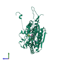 PDB entry 2i1v coloured by chain, side view.