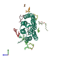 PDB entry 2i1x coloured by chain, side view.