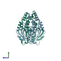 PDB entry 2i1y coloured by chain, side view.