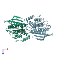 PDB entry 2i1y coloured by chain, top view.