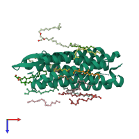 PDB entry 2i20 coloured by chain, top view.