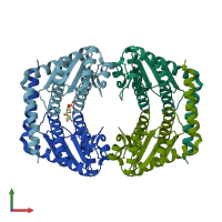 PDB entry 2i22 coloured by chain, front view.