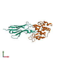 Hetero dimeric assembly 1 of PDB entry 2i25 coloured by chemically distinct molecules, front view.