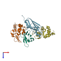 PDB entry 2i25 coloured by chain, top view.