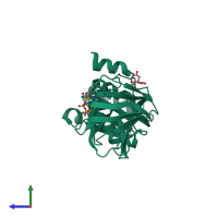 PDB entry 2i2d coloured by chain, side view.