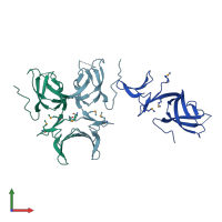 PDB entry 2i2l coloured by chain, front view.