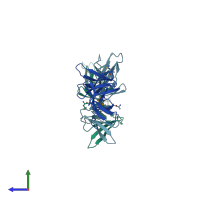 PDB entry 2i2l coloured by chain, side view.