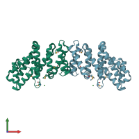 PDB entry 2i2o coloured by chain, front view.