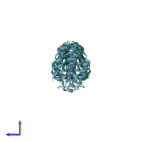 PDB entry 2i2o coloured by chain, side view.