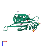 PDB entry 2i2q coloured by chain, top view.