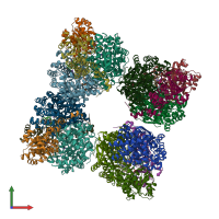 PDB entry 2i2x coloured by chain, front view.