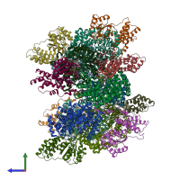 PDB entry 2i2x coloured by chain, side view.