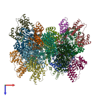 PDB entry 2i2x coloured by chain, top view.