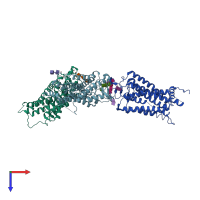 PDB entry 2i37 coloured by chain, top view.