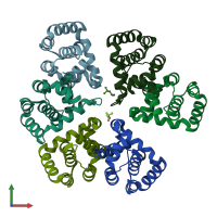 PDB entry 2i39 coloured by chain, front view.