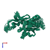 PDB entry 2i3b coloured by chain, ensemble of 20 models, top view.