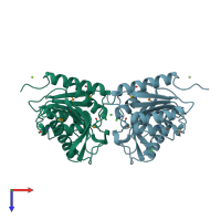 PDB entry 2i3d coloured by chain, top view.