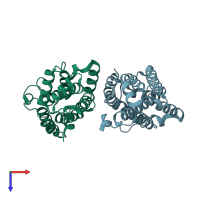 PDB entry 2i3f coloured by chain, top view.