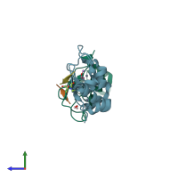 PDB entry 2i3h coloured by chain, side view.