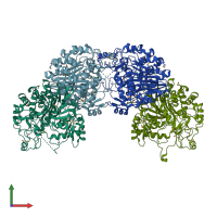 PDB entry 2i3o coloured by chain, front view.