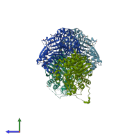 PDB entry 2i3o coloured by chain, side view.