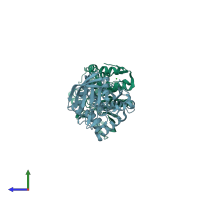 PDB entry 2i3r coloured by chain, side view.