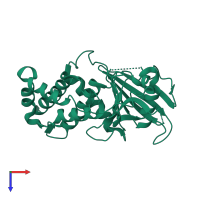 PDB entry 2i3u coloured by chain, top view.