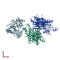 PDB entry 2i44 coloured by chain, front view.