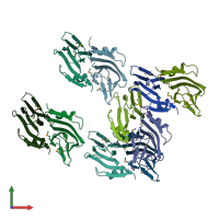 PDB entry 2i45 coloured by chain, front view.