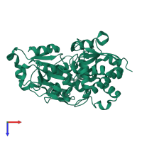 PDB entry 2i49 coloured by chain, top view.