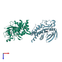 PDB entry 2i4e coloured by chain, top view.