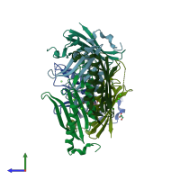 PDB entry 2i52 coloured by chain, side view.