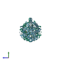 PDB entry 2i5g coloured by chain, side view.