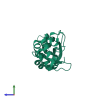 PDB entry 2i5h coloured by chain, side view.